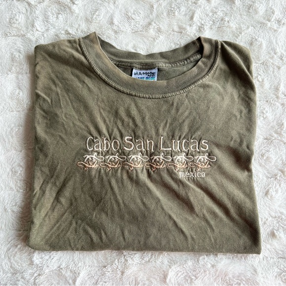Vtg Mexico Shirt Tee Mens XL Green Cabo San Lucas Lizard Embroidered 90s READ - Picture 1 of 12